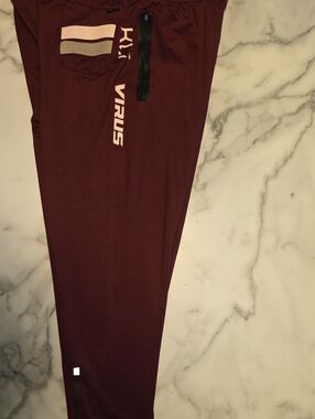 Virus Maroon Track Pants with Pink and Silver Accents